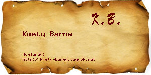 Kmety Barna névjegykártya